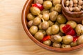 Marinated green olives