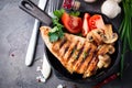 Marinated grilled healthy chicken breasts Royalty Free Stock Photo