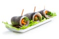 Marinated herring rolls with vegetable Royalty Free Stock Photo