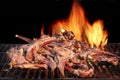 Marinated Lamb Ribs in BBQ Souse on the Hot Grill Royalty Free Stock Photo