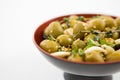 Marinated olives with garlic and herbs in bowl Royalty Free Stock Photo