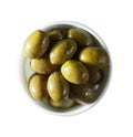 Marinated olives isolated on a white background, top view Royalty Free Stock Photo