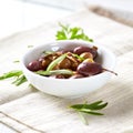 Marinated Olives in a small dish Royalty Free Stock Photo