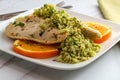 Orange Chicken Green Rice Royalty Free Stock Photo