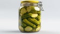 Marinated pickled cucumbers in jar. Generative AI