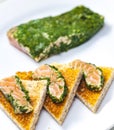 marinated salmon in dill on toast bread Royalty Free Stock Photo