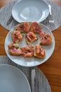 Marinated Salmon Toasts on With Plate With Capers Royalty Free Stock Photo