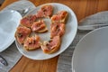 Marinated Salmon Toasts on With Plate With Capers Royalty Free Stock Photo