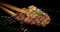 Marinated spicy lean t-bone steak on a BBQ Royalty Free Stock Photo