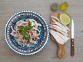 Marinated squid salad. Background Royalty Free Stock Photo