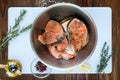 Marinating steaks of salmon Royalty Free Stock Photo