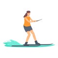 Marine adventure icon cartoon vector. Water skiing