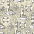 Marine adventure monochrome pattern seamless