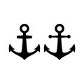 Marine anchor black isolated icon set.