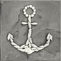 Marine anchor made of seashells, colorless