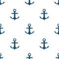 Marine anchor seamless pattern nautical sea fabric background vector illustration. Royalty Free Stock Photo