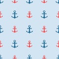 Marine anchor seamless pattern nautical sea fabric background vector illustration.