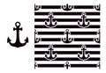 Marine anchor. Seamless striped pattern with black and white. Vector illustration isolated. Royalty Free Stock Photo