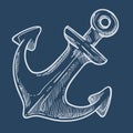 Marine anchor sketch icon, ship stop device