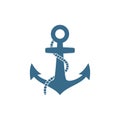 Marine anchor with tangled rope chain isolated icon. Royalty Free Stock Photo
