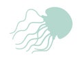 Marine animal silhouette flat icon Jellyfish