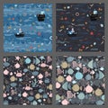 Marine baby seamless pattern with cute marine life