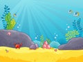 Marine background. Vector illustration of the underwater world.