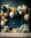 Marine balloon garland photography backdrop stand on the bottom