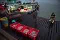 Marine berth fish market. Royalty Free Stock Photo