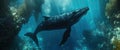 Marine biology marvel majestic whale exploring its aquatic kingdom. Generated AI