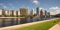 Marine Boat Ship Canal Downtown Urban Metro Skyline Tampa Bay Florida Royalty Free Stock Photo