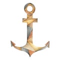 Large ship anchor. Watercolor drawing. Royalty Free Stock Photo