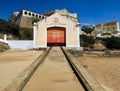 Marine building with beach in Vila Nova de Milfontes in Portugal at river Mira