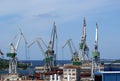 Marine cargo port. Cranes. Pula Royalty Free Stock Photo