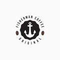 Marine coffee shop minimalist logo vector illustration design Royalty Free Stock Photo