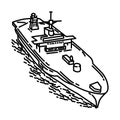 Marine Corps Amphibious Command Ship Icon. Doodle Hand Drawn or Outline Icon Style Royalty Free Stock Photo