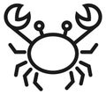 Marine crab line icon. Seafood symbol. Underwater fauna