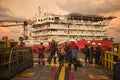 Marine crew stand by for crew transfer operation Royalty Free Stock Photo