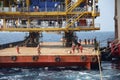 Marine crews work on mooring ropes Royalty Free Stock Photo