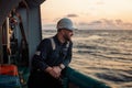 Marine Deck Officer or Chief mate on deck of offshore vessel or ship Royalty Free Stock Photo