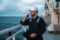 Marine Deck Officer or Chief mate on deck of offshore vessel or ship Royalty Free Stock Photo