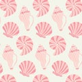 Marine delicate seamless pattern with shells. Summer pastel background Royalty Free Stock Photo