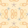 Seamless pattern with a nautical theme with hand drawn sea stars. Royalty Free Stock Photo