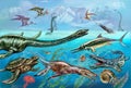 Marine dinosaurs, color poster