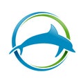 Marine Dolphin Blue Green Circular Swoosh Symbol Design