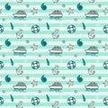 Marine doodle seamless pattern.