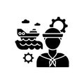 Marine engineer black glyph icon