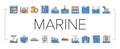 marine engineer boat mechanic icons set vector