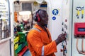 Marine engineer officer working in engine room