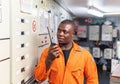 Marine engineer officer working in engine room